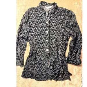 Max Studio Leon Max Womens Burnout Velvet ‎ Sheer Button Down Whimsigoth Size L